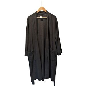 Natori‎ Womens XL Black Lounge Robe Open Front Pockets Rayon Blend
